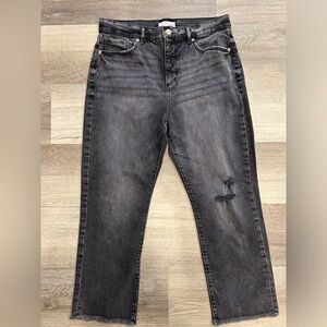 LOFT The Straight Crop Jean - Size 29P Petite - Black Distressed Denim